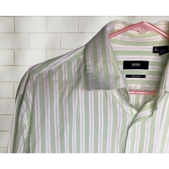 Hugo Boss men’s size L Large shirt Button Up Long Sleeve16/34/35 Regular Fit - Picture 1 of 12